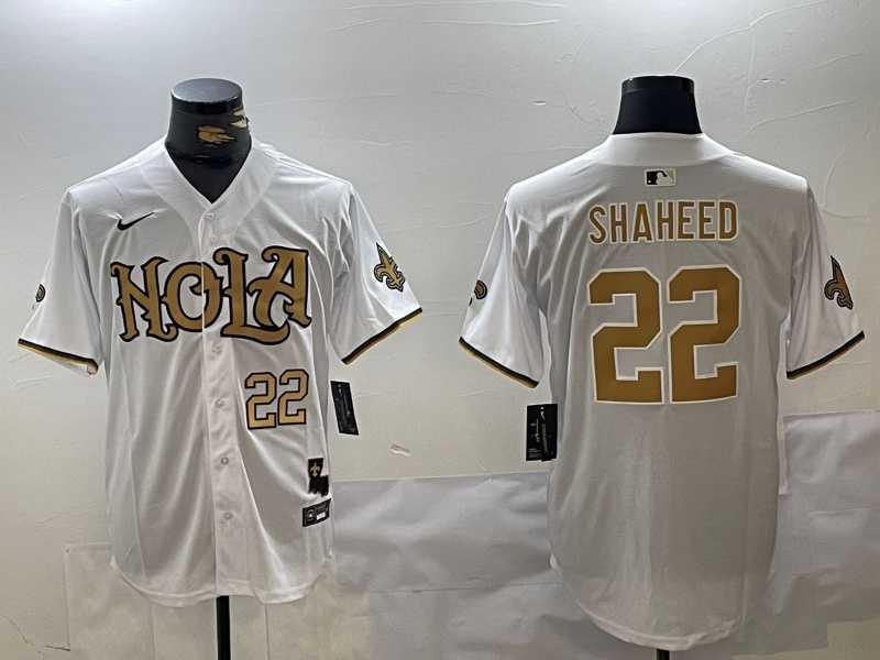 Men%27s New Orleans Saints #22 Rashid Shaheed White Cool Base Stitched Baseball Jerseys